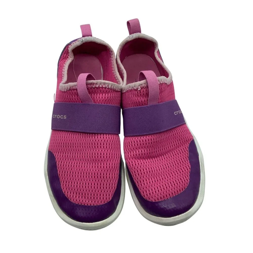 Crocs Swiftwater Pink‎ Purple Girls Water Shoes Junior Size 3 Breathable Slip-On